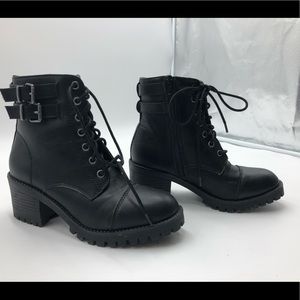 Black rocker heel boot